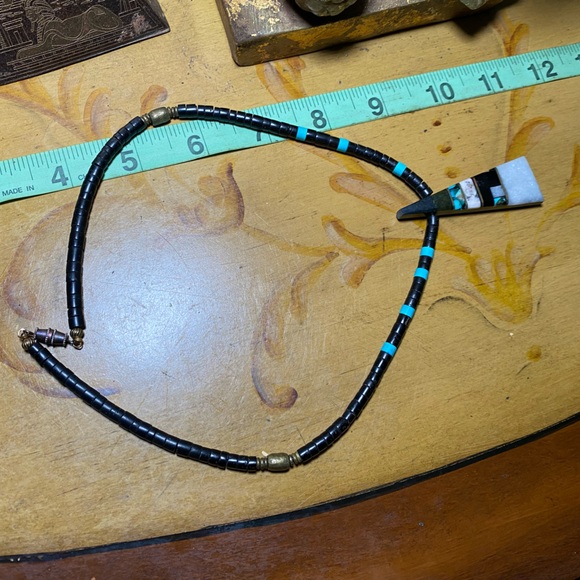 Vintage Black and Turquoise Necklace - Picture 7 of 7